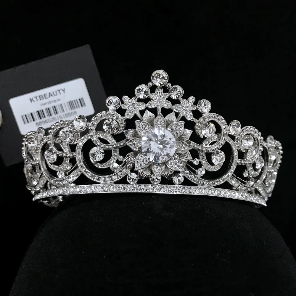 Серебряная винтажная Роскошная циркониевая корона тиара модная повязка для