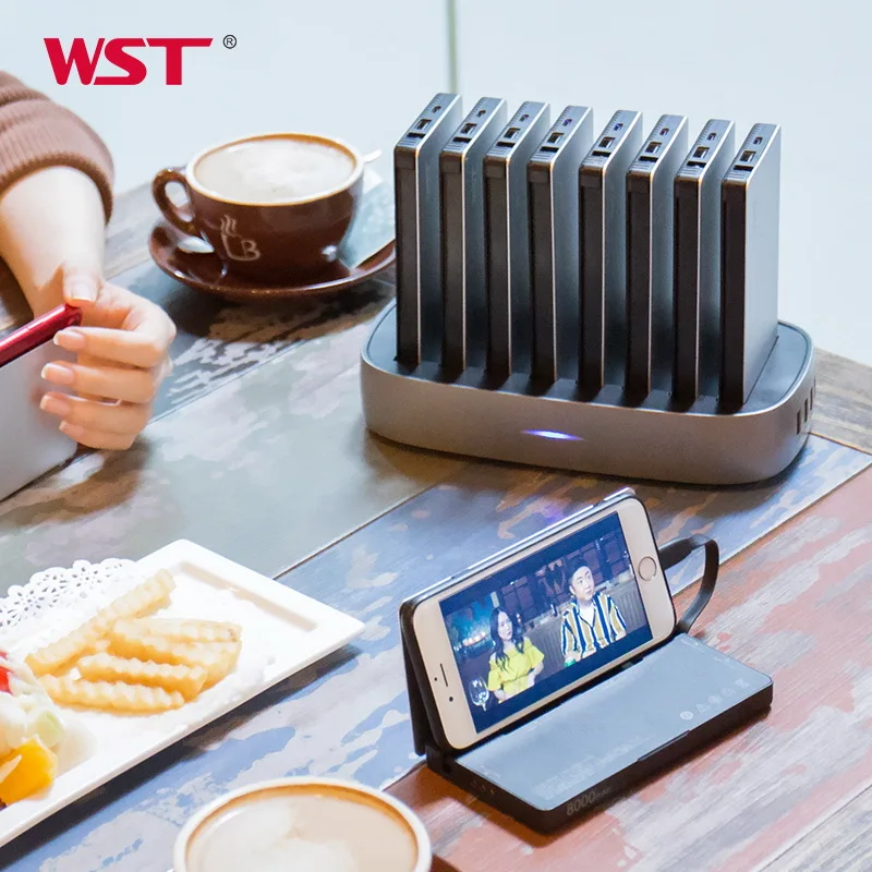 Портативное зарядное устройство WST 8 шт. 8000 мАч со встроенными кабелями для