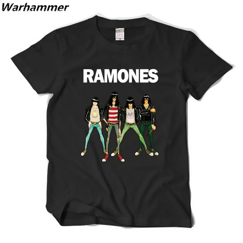 Warhammer Ramones Для мужчин футболка американская панк-рок-группа лето О-образным