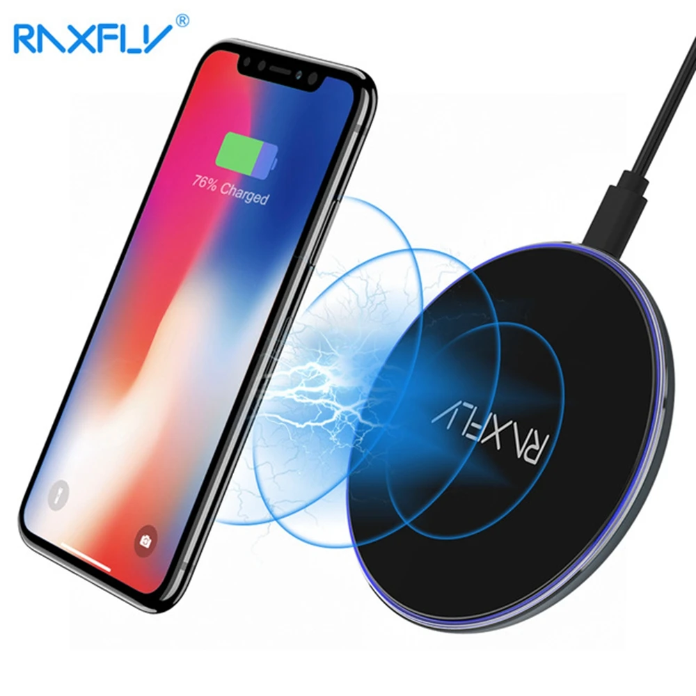 Raxfly 10W QI беспроводная зарядка для телефона iPhone 8 Plus X 10 авто безпроводная площадку