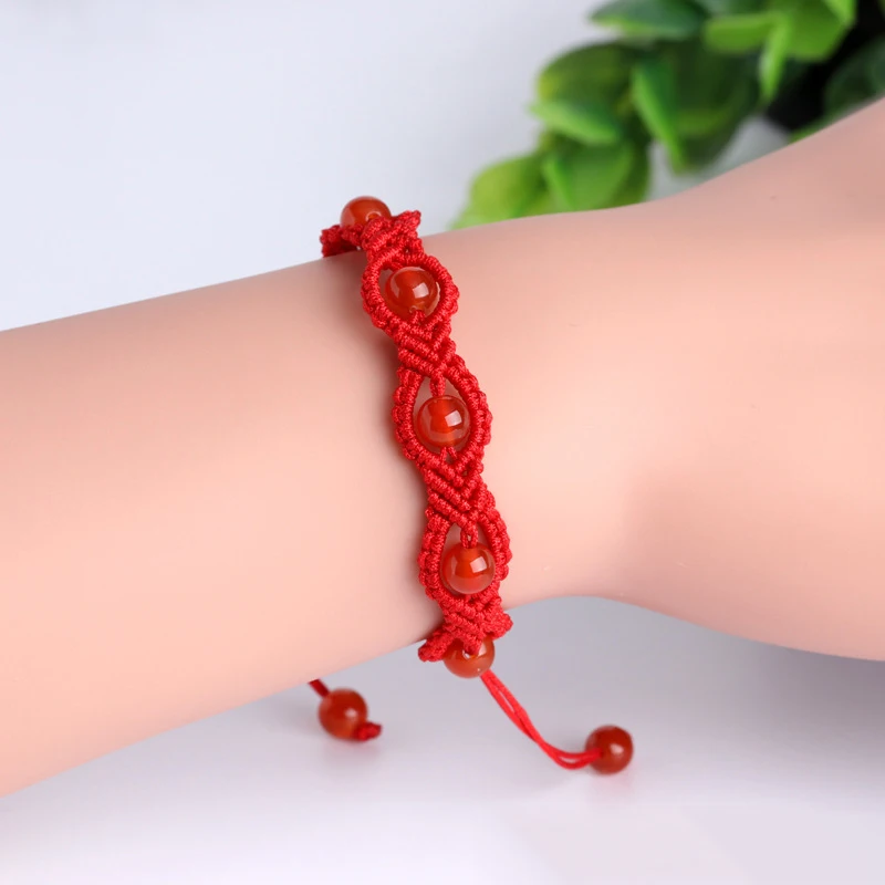 Оптовая продажа красные и черные браслеты с натуральным кристаллом ручное