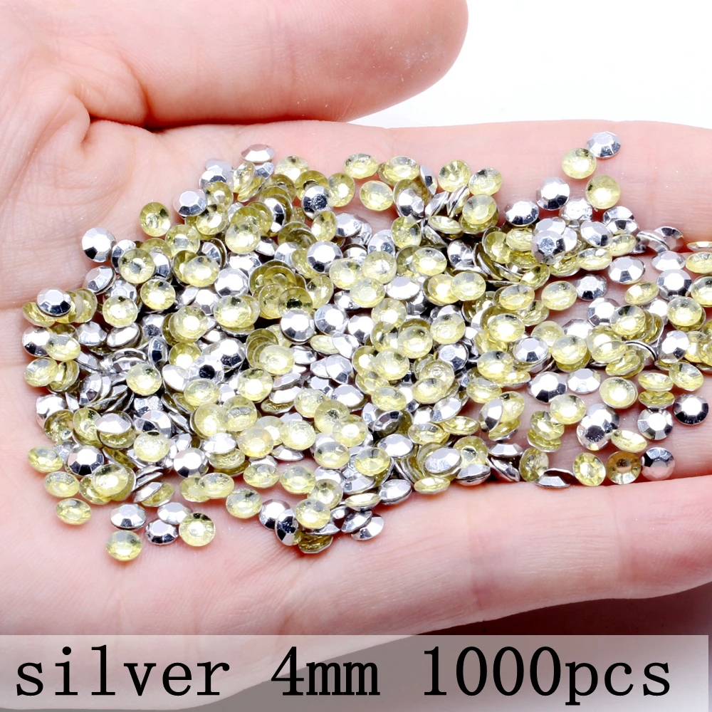 silver 4mm 1000pcs 10 г Золотые/медные/серебряные круглые наклейки с плоской задней стороной для художественное оформление ногтей круглые сплавные стержни DIY красивые амулеты - Цвет: silver 4mm 1000pcs
