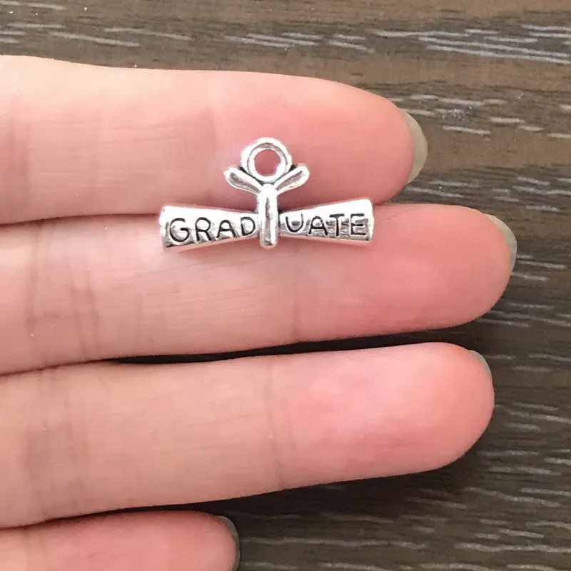 

12PCS DIY Jewelry Making Zinc Alloy Graduate Charms Pendant for Charm Bracelet Necklace Earrings Zipper Pull Key Chains
