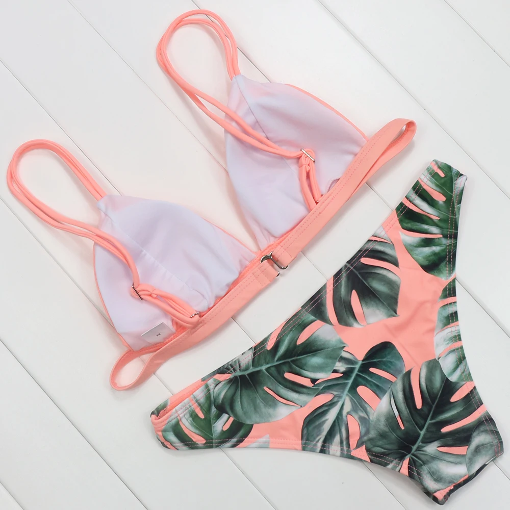 ZMTREE Брендовое бикини 2017 комплект женский купальник с принтом листьев купальный