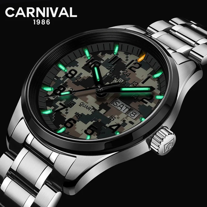 Швейцарские кварцевые часы Tritium T25 светящиеся мужские спортивные карнавальные