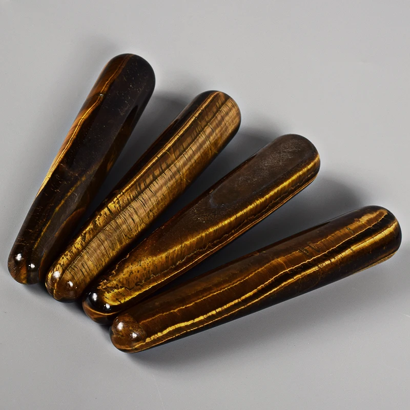 Природный кристалл тигровый глаз массаж палочка расслабляющий Acupoint Point Stick Рейки