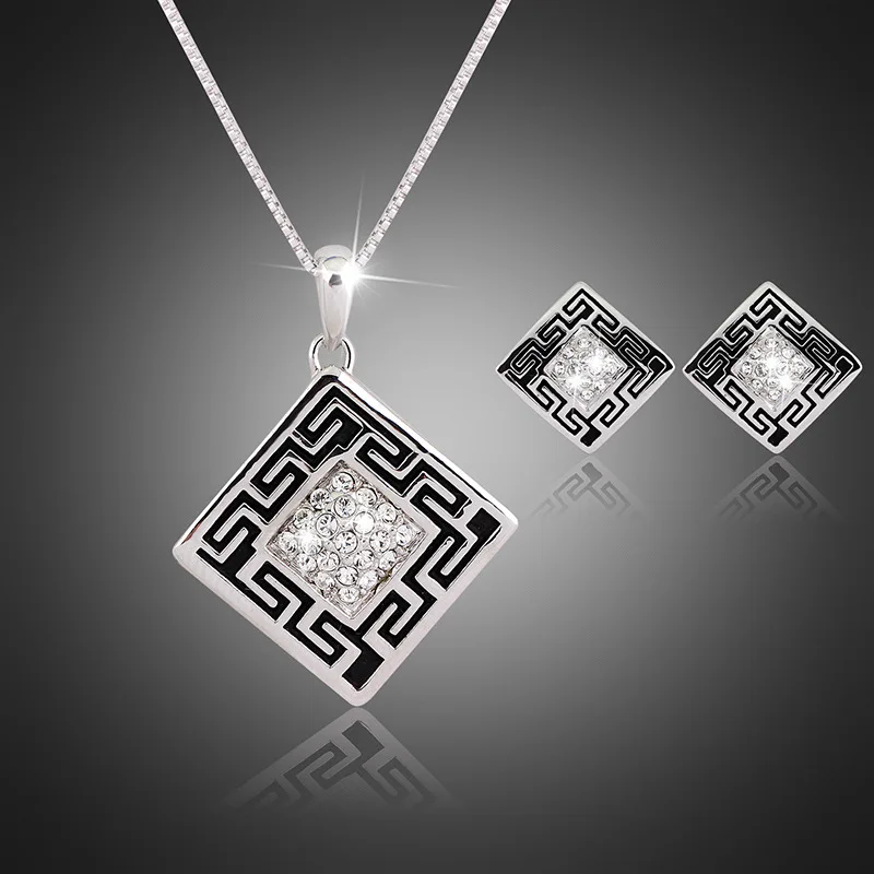 Бесплатная Доставка Модный Новый женский Белый K Кристалл Цветы Комплект