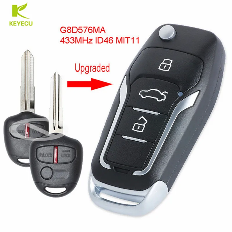 Обновленная флип карта KEYECU 433 МГц ID46 для Mitsubishi Lancer CJ 2007 2013 идентификатор FCC: Φ|Ключ