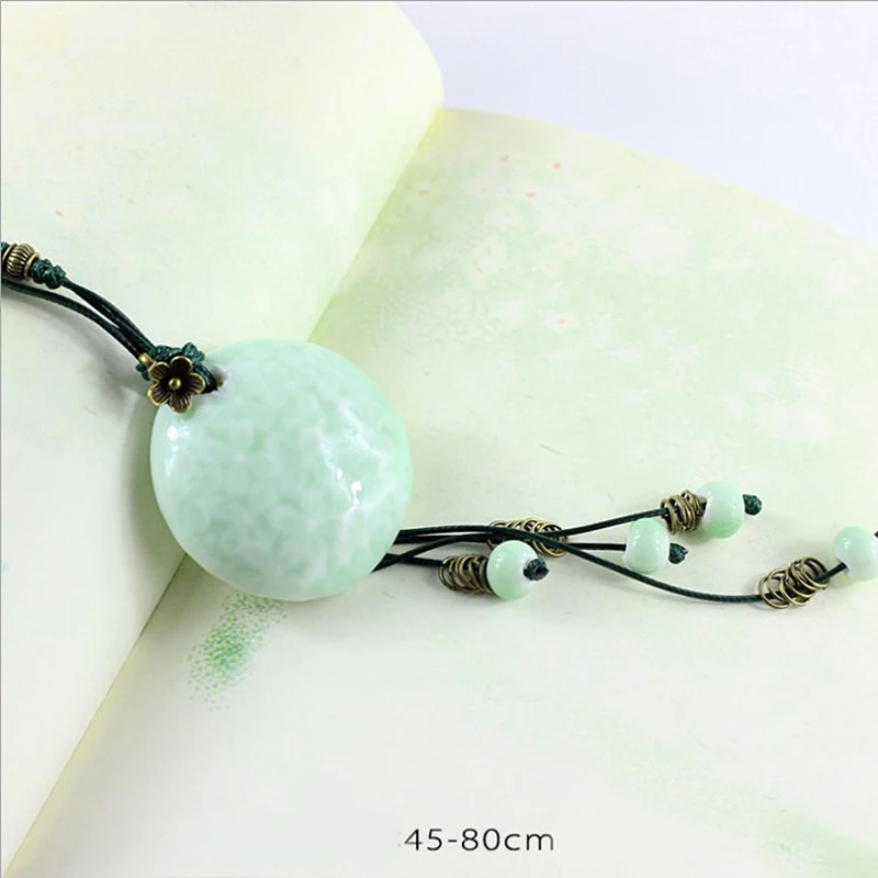 Модные ювелирные изделия винтажный керамический камень кулон ожерелье ручной