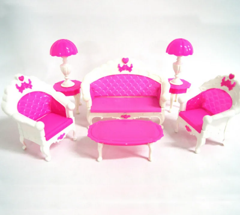Новый 6 шт./компл. мебель Гостиная салон Пластик для Acessórios дом кукол Кукольный