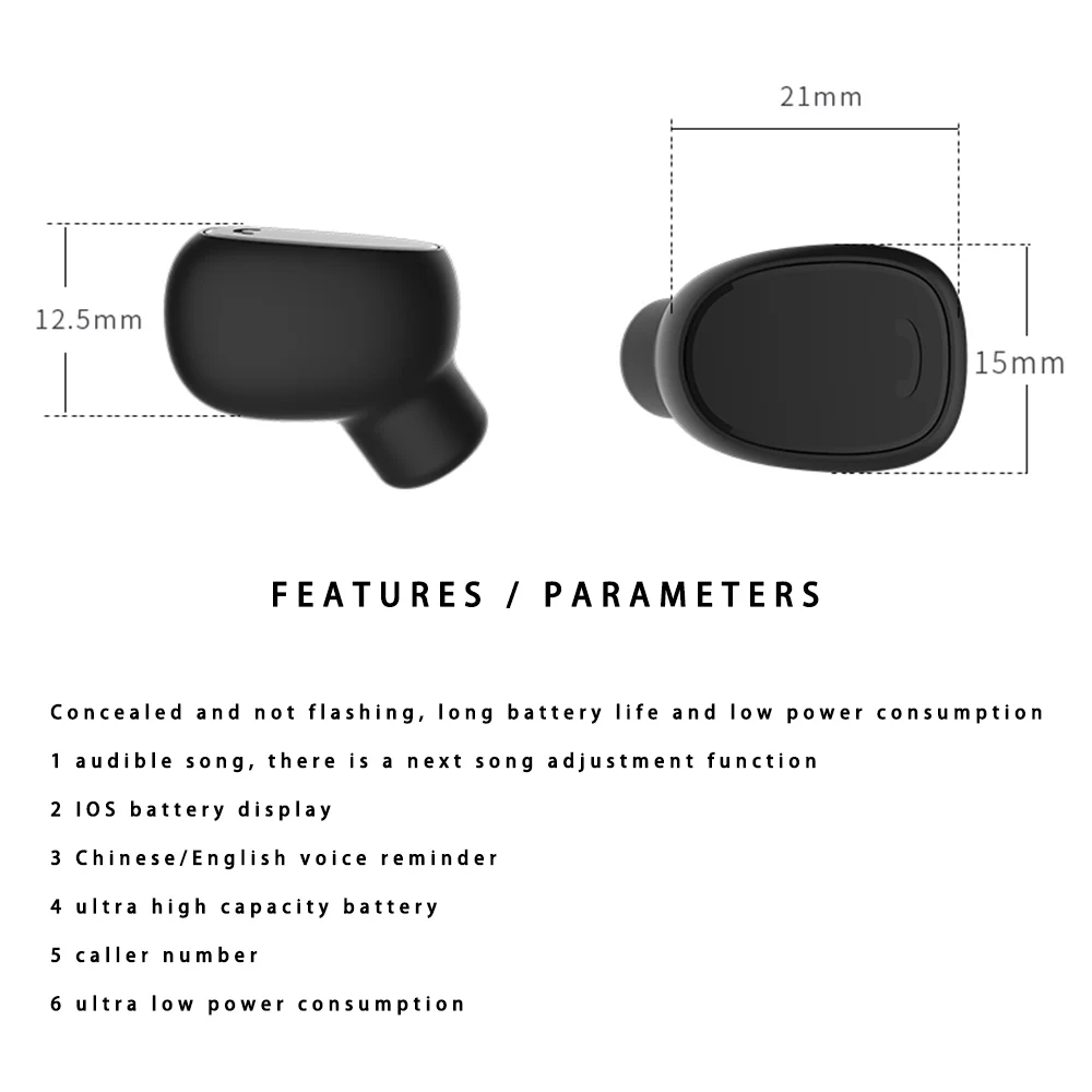 X1 мини Bluetooth гарнитура наушники-вкладыши Наушники V5.0 Беспроводная