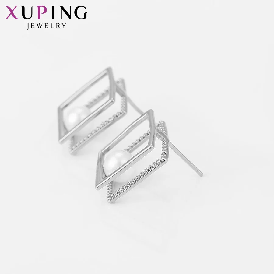Серьги-гвоздики Xuping квадратной формы из экологически чистой меди для женщин и