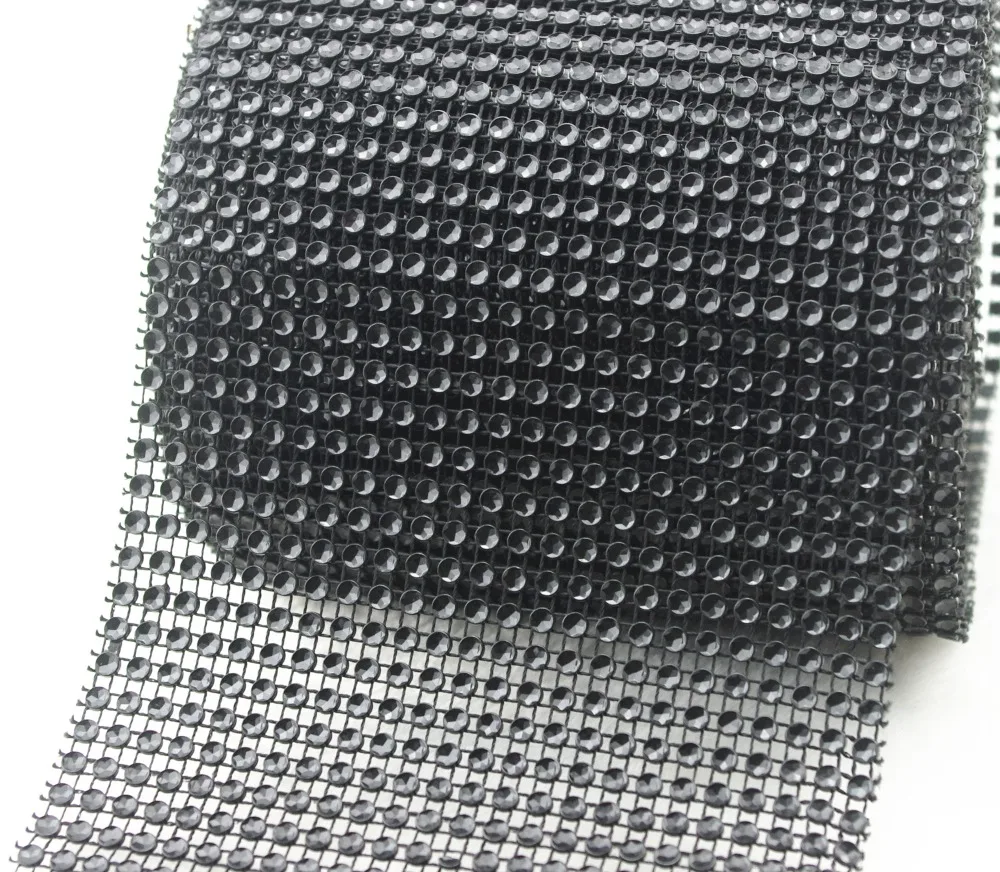 24 ряда горный хрусталь сетка лента черный Диамант свадебные скатерти|runner black|runner