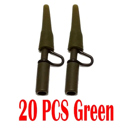 20PCS-Green 10/20 шт. рыболовные клеммные снасти, безопасные свинцовые зажимы с булавками, хвостовые резиновые трубки, рыболовные снасти для ловли карпа, рыболовные снасти - Цвет: 20PCS-Green