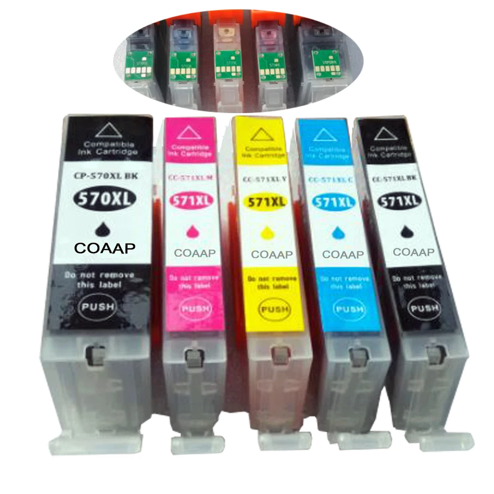 5 совместимых чернильных картриджей Canon PGI 570 CLI 571 XL для Pixma MG5750 MG5751 MG5752 MG5753 MG6850 MG7750