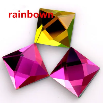 rainbown Квадратные Стразы 6X6 мм, 100 шт./лот, разноцветные стразы горячей фиксации, стеклянные стразы, необычная форма DMC, камни горячей фиксации для свадьбы - Цвет: rainbown