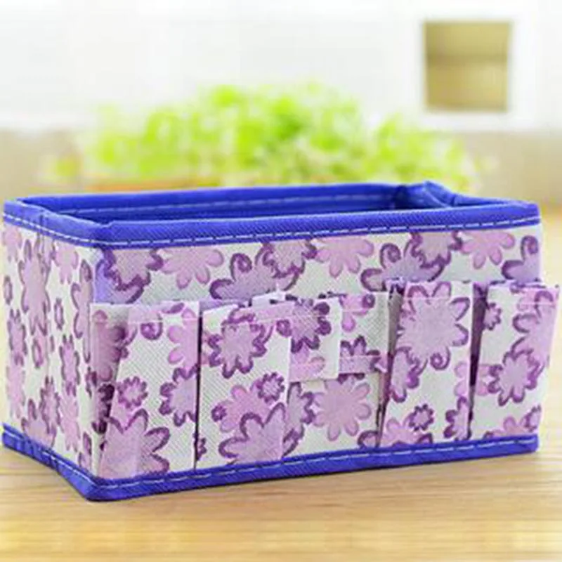Floral Printing Non-Woven Fabric Folding Case Storage Box Foldable Cosmetic Makeup Organizer Desktop Jewelry | Дом и сад