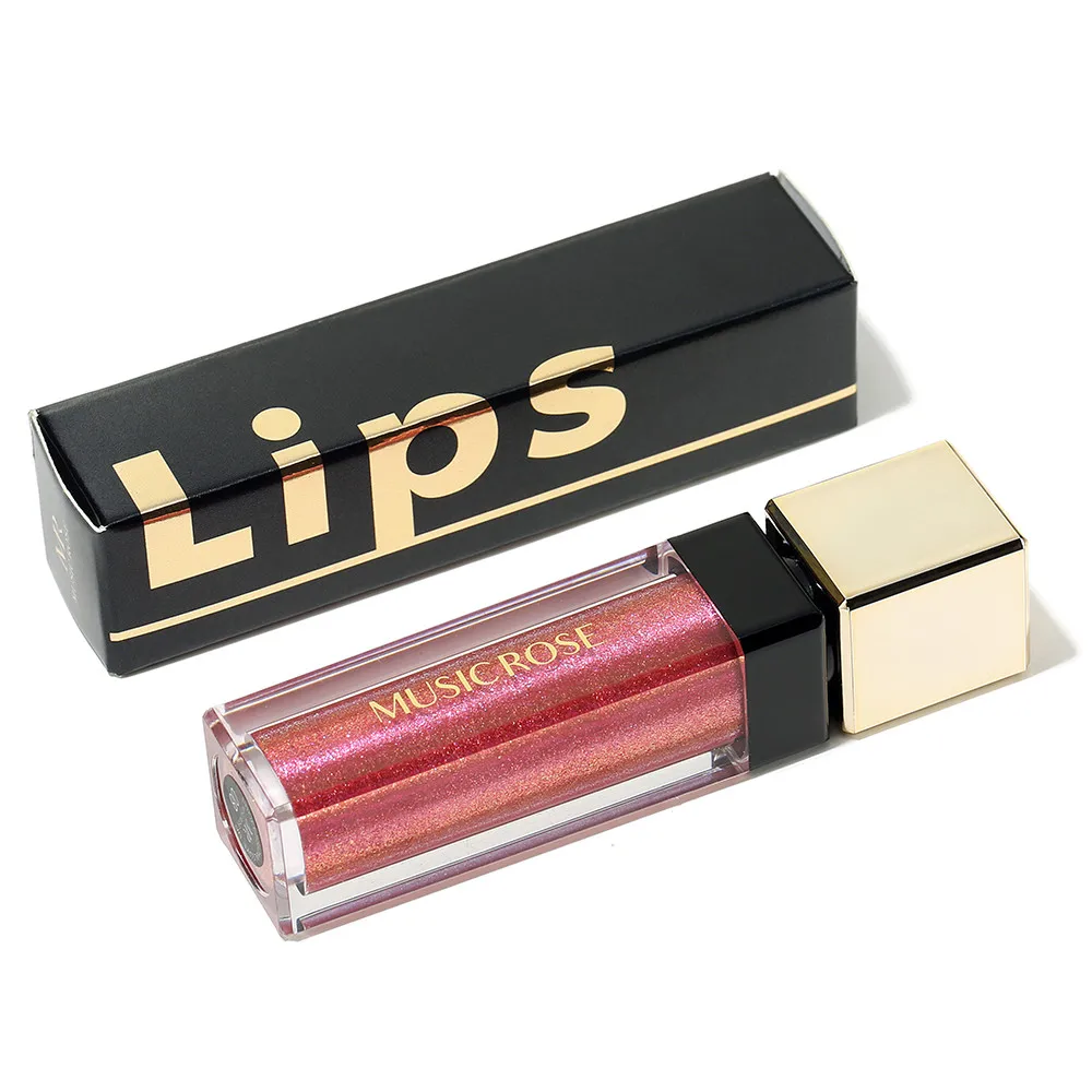 MUSIC ROSE lip gloss Popular Square Tube 12 Color Bright Metal Lip Gloss Non-Stick Cup Glaze liquid lipstick labial matte | Красота и