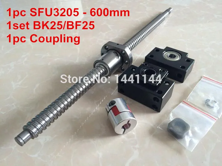 

SFU3205- 600mm ballscrew + ball nut with end machined + BK25/BF25 Support + 20*14mm Coupling CNC Parts