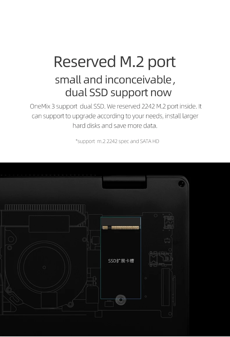 8," 2560*1600 OneMix 3 2-в-1 планшетный ПК Intel Core M3-8100Y 8 Гб 256 клавиатура с подсветкой ноутбука Win10 номерных знаков BT Тетрадь HDMI