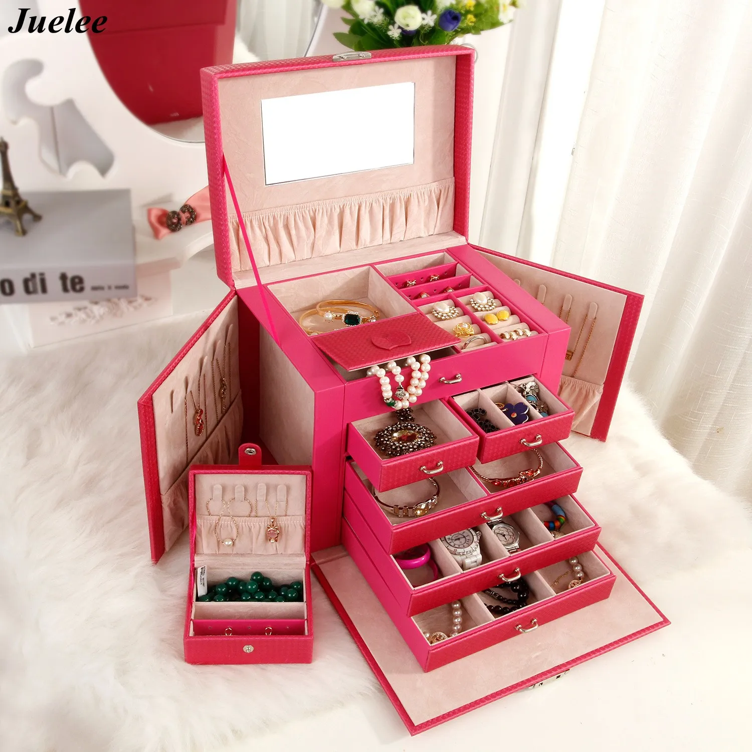 Juelee Five Multilayer PU Leather Jewelry Storage Box Large Capacity Necklace Earrings Display Organizer Case Container
Juelee Five Multilayer PU Leather Jewelry Storage Box Large Capacity Necklace Earrings Display Organizer Case Container