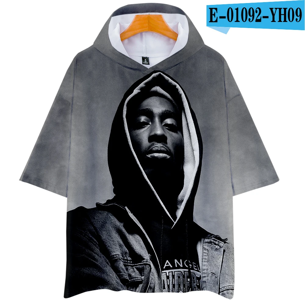 one LUCKYFRIDAY 2Pac Rapper мужские футболки 3D Повседневная летняя модная футболка с коротким рукавом и капюшоном Harajuku уличная одежда в стиле хип-хоп - Цвет: one