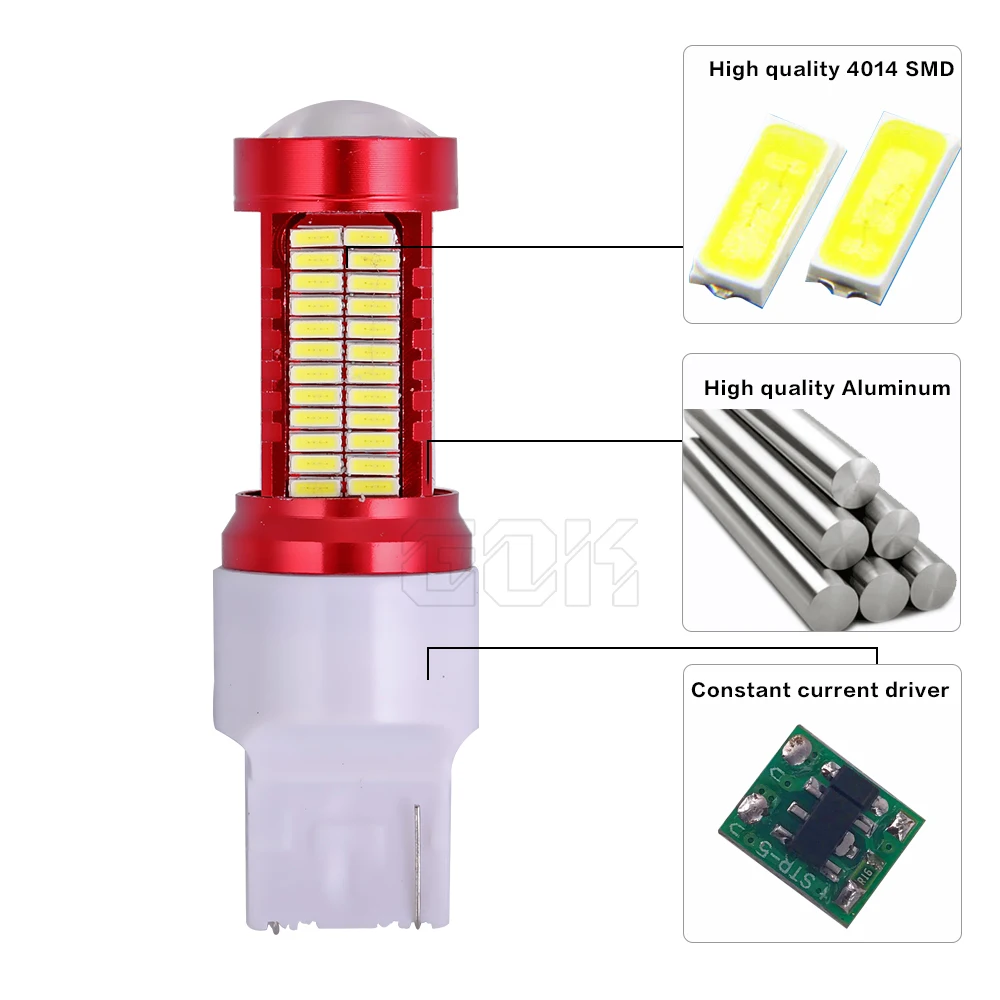 10 шт. автомобисветодиодный светодиодные лампы T20 led 7440 7443 WY21W 106led 4014 SMD резервные