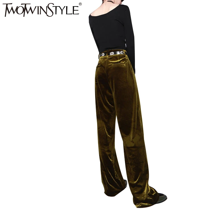 [TWOTWINSTYLE] 2016 модные бархатные широкие брюки с высокой талией женские осенние