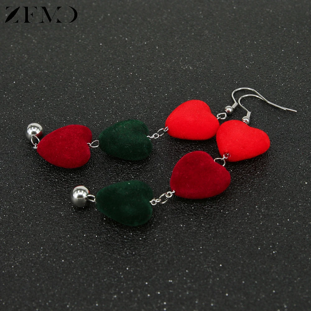 Серьги-подвески ZEMO с красными помпонами и меховыми шариками модные бархатные