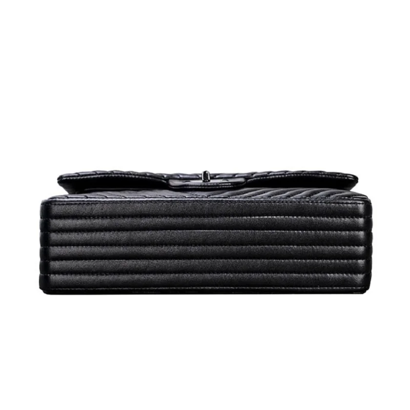 Женская Роскошная сумка дизайнерская черная тонкая на одно плечо маленькая