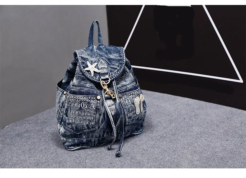 IPinee Лидер продаж mochila feminina женский рюкзак Джинсовый Рюкзак для девочек-подростков винтажная дорожная сумка сумки на плечо mochila feminina