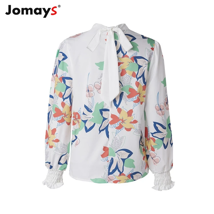 Женская блузка Jomays с длинным рукавом и цветочным принтом Свободный Повседневный