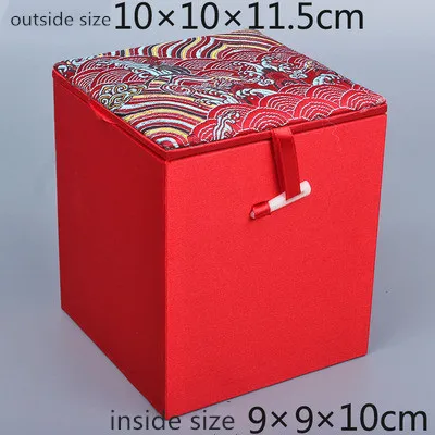 Luxury Square Cotton Filled Wooden Jewelry Storage Box Collection Decorative Chinese Silk Brocade Gift Packaging Case