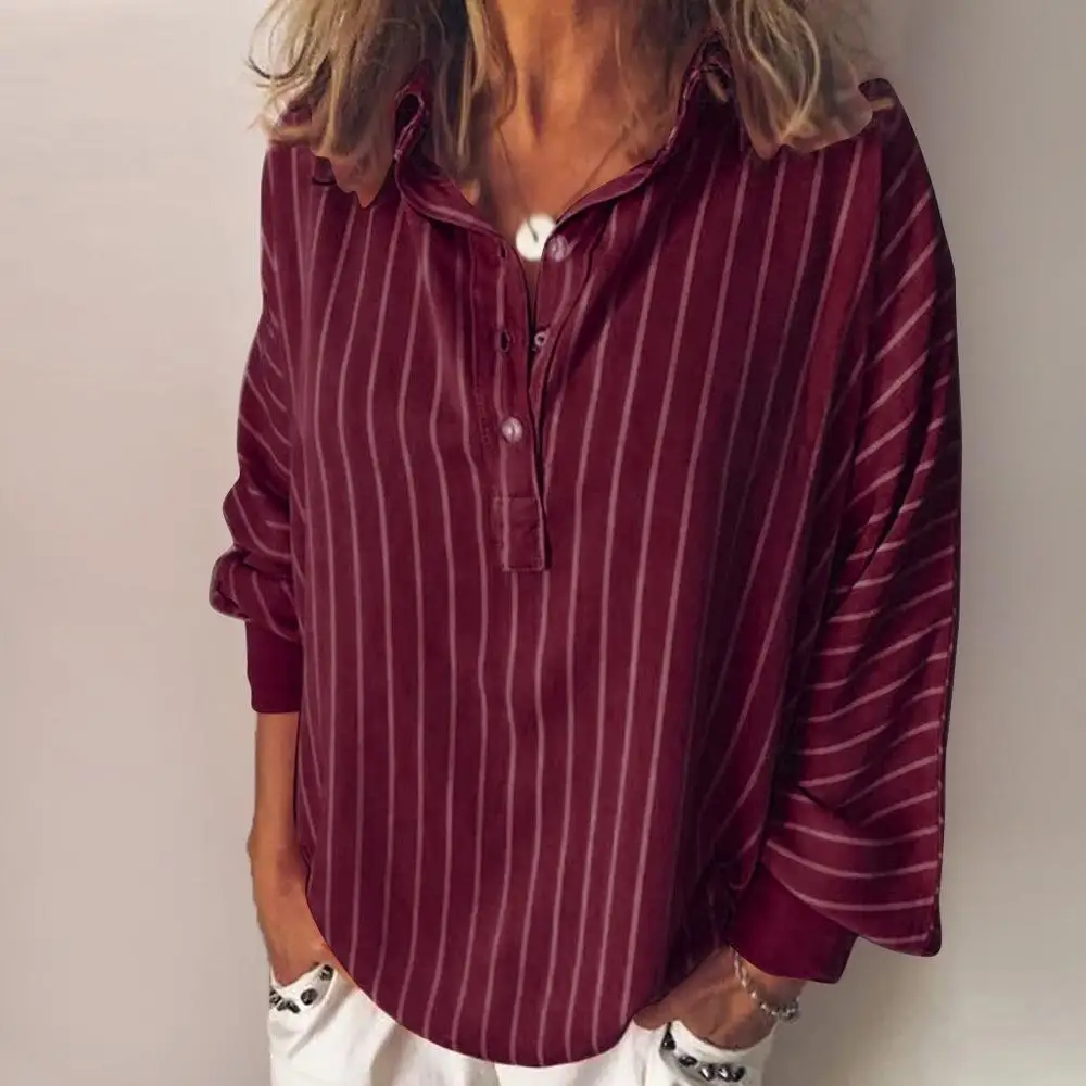 Женская Свободная блузка с длинным рукавом и v образным вырезом повседневные