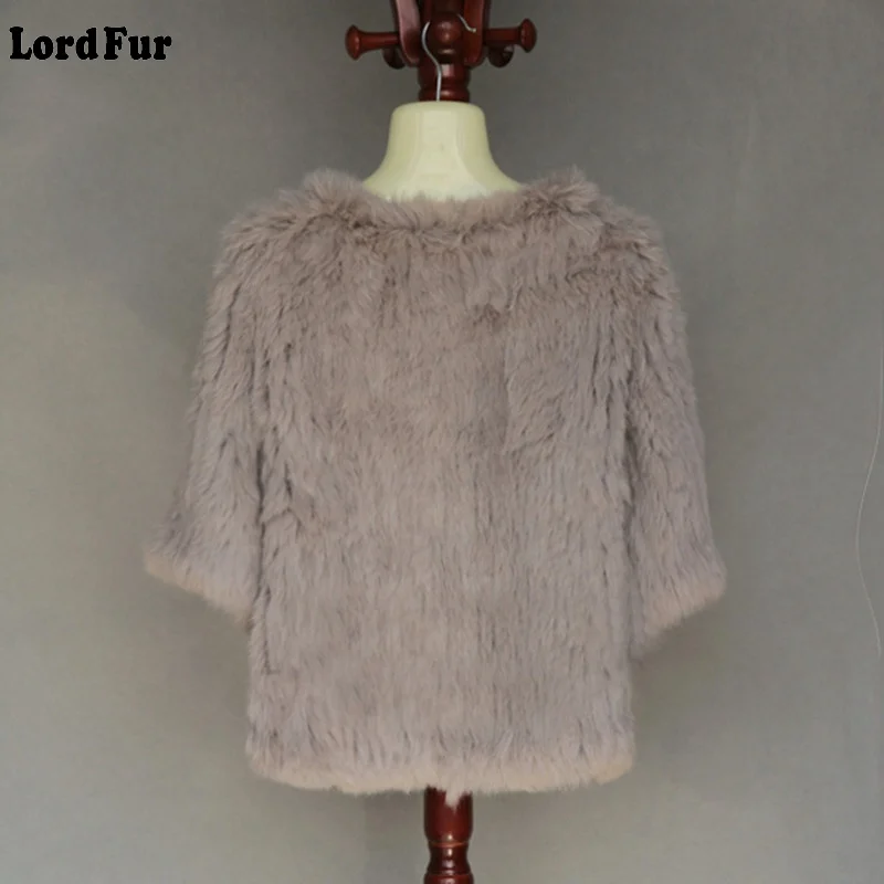(TopFurMall) женская вязаная куртка с кроличьим мехом пальто круглым вырезом