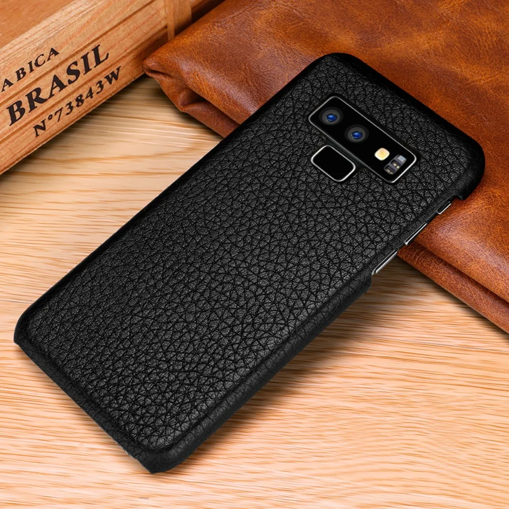 Для Galaxy Note 9 чехол для телефона, тонкий роскошный чехол из натуральной кожи с рисунком личи для samsung Galaxy Note 9 S10 S9 Coque