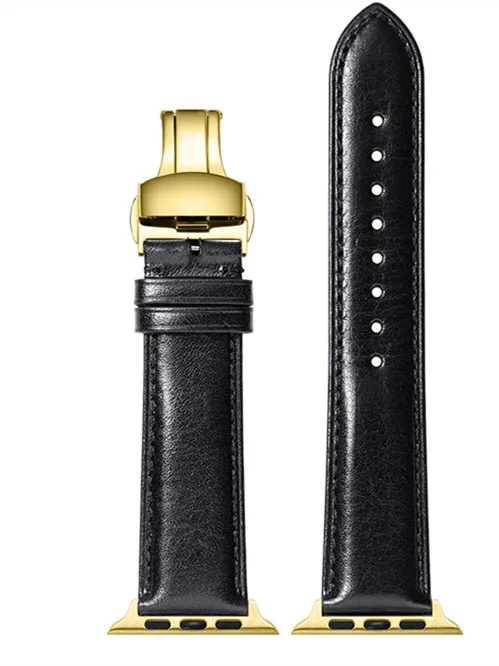 Black-gold clasp CHIMAERA наручных часов Apple Watch, версии натуральная кожа ремешок для часов на замену браслет для серии 4, версия 1, 2, 3, ремешок Ремешки для Apple Watch 38/40/42/44 мм - Цвет ремешка: Black-gold clasp