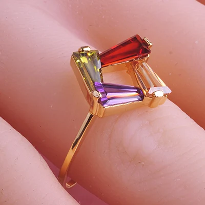 Женские тонкие кольца MECHOSEN разноцветные медные золотого цвета со стразами |