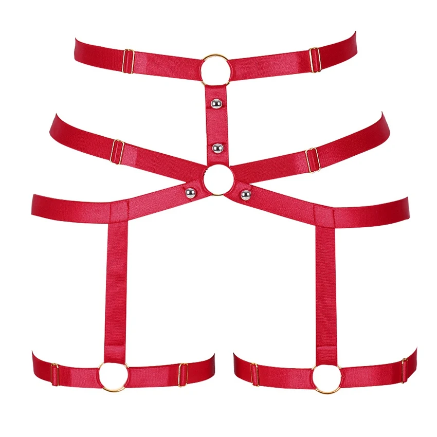 MLCP0110red Розовый в стиле готик-панк нога ремень-подвязка, пояс на резинке и регулируемой застёжкой c полосками и вырезами на талии чулки с подтяжками для Для женщин - Цвет: MLCP0110red