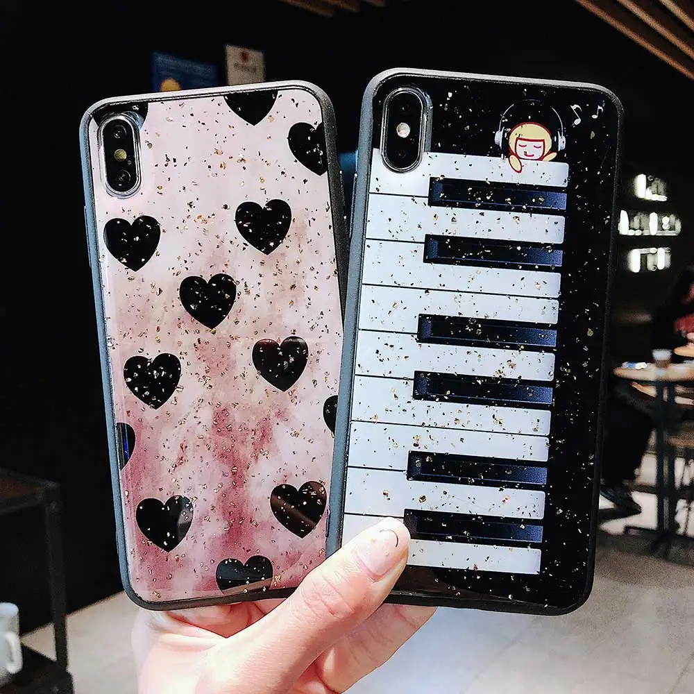 Милый чехол для телефона Boucho Piano iphone XS MAX XR X 6 6s 7 8 Plus Ретро Чехол с сердечками