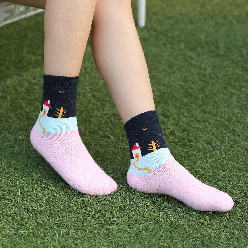 Партия из 5 пар маленькие каюты сшитые цвета полушерстяные Женские повседневные