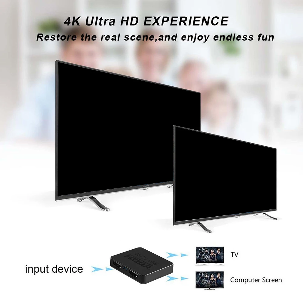 1 вход 2 выхода Ultra HD 4K 3D HDMI сплиттер HDCP 1080P HDTV HDMI усилитель переключателя 1x2 UHD двойной дисплей 4K* 2K видео адаптер