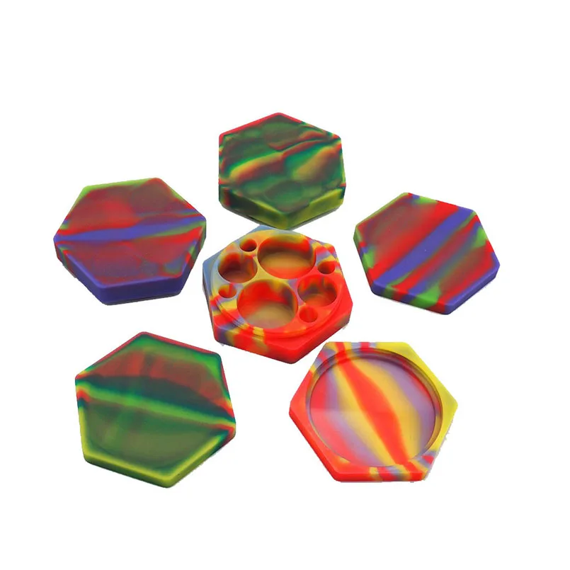 110 мл шестигранный мульти-отсек силиконовый концентрированный контейнер с