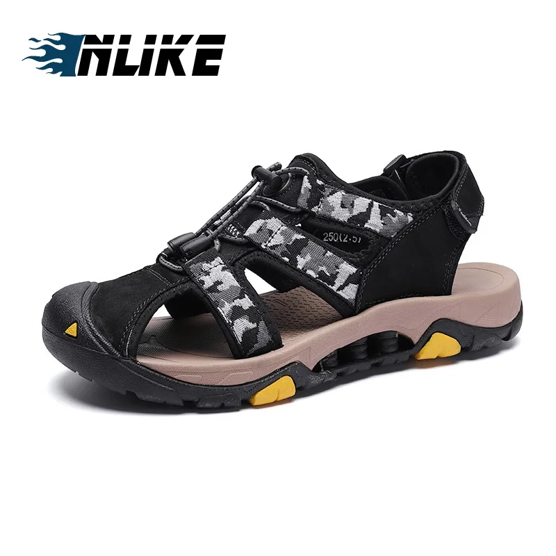 

Men Sandals Genuine Leather Sandals Summer Sandals Men Breathable Flat Sandals