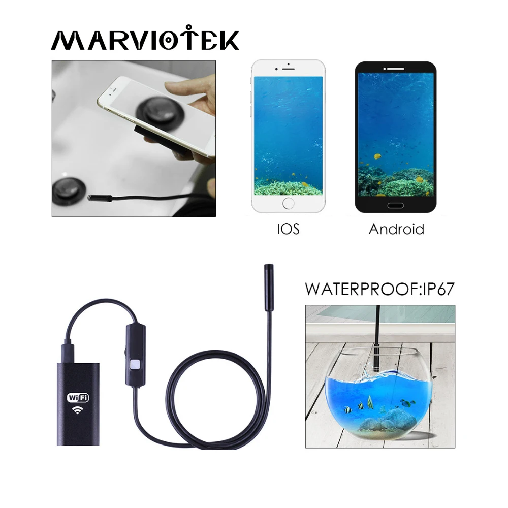 8 мм wifi эндоскоп камера мягкий кабель мини Инспекционная водостойкий USB Borescope IOS