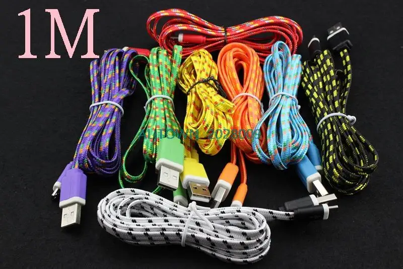 Фото 100 шт. Красочные Плоские Плетеные Faribic Нейлон Провода Micro USB Синхронизации Данных 100 шт. Красочные Плоские Плетеные Faribic Нейлон Провода Micro USB Синхронизации Данных