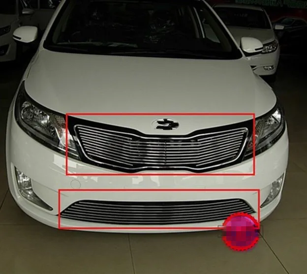 Высококачественная нержавеющая сталь для 2011-2012 KIA Rio/K2 Передняя решетка Вокруг отделкой Гонки грили отделка