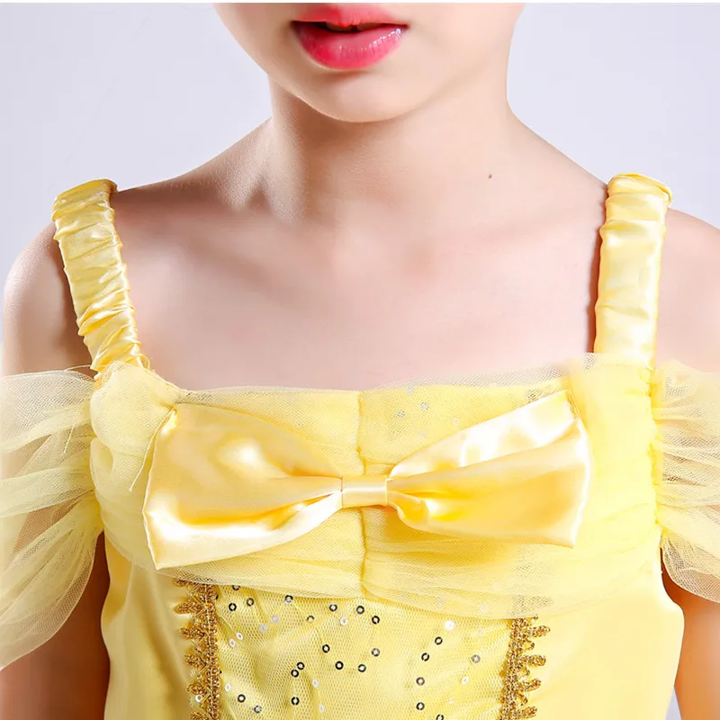 2018 дети Красота и чудовище Принцесса Белль костюм Детская Платье для