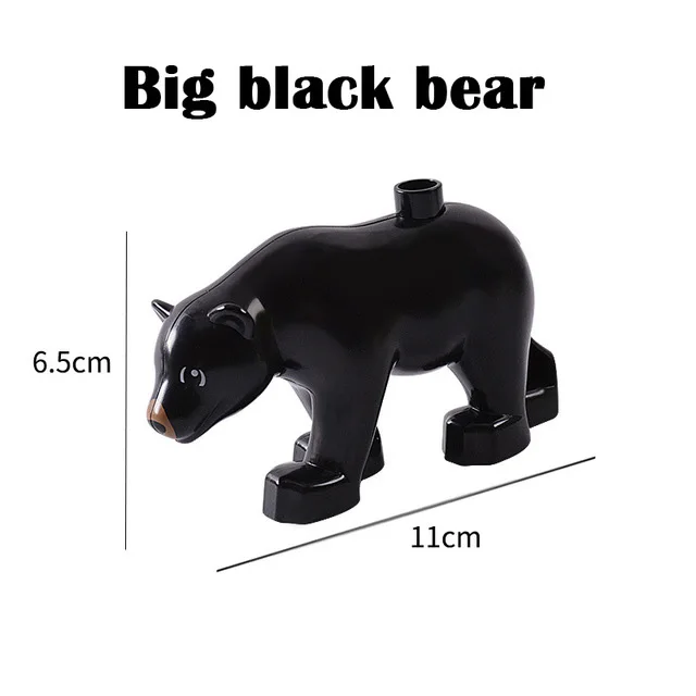 Big Black Bear Duplos фигурки животных, большие наборы строительных блоков, слон, обезьяна, лошадь, детские мини Развивающие игрушки для детей, подарок - Цвет: Big Black Bear