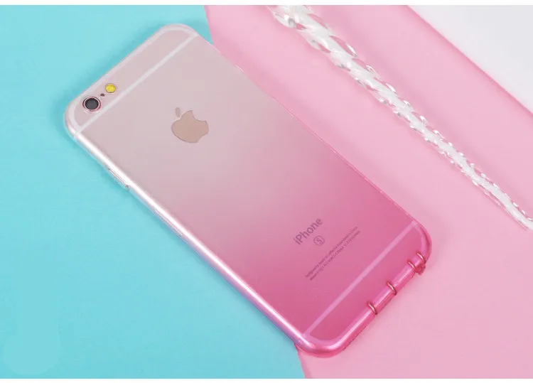 Чехол для iphone X XR XS Max 7 8 Plus силиконовый мягкий цветной прозрачный градиентный Розовый Фиолетовый Тонкий чехол для iphone 6s 6 5s se